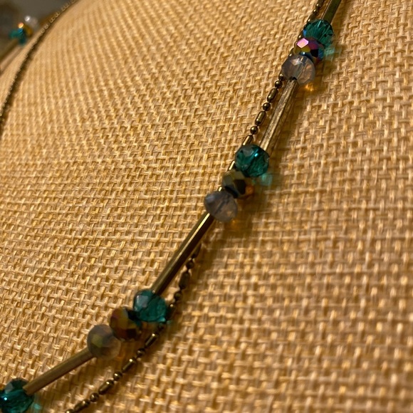 ✨2 for $30✨ Antique Gold/Bronze Tone Faceted Glass Bead Station Necklace - Picture 5 of 15